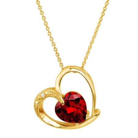 Heart Pendant with Red Cubic Zirconia