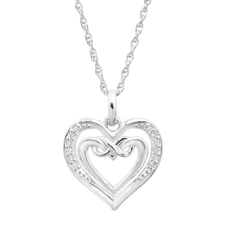 Open Double Heart Pendant with Diamonds