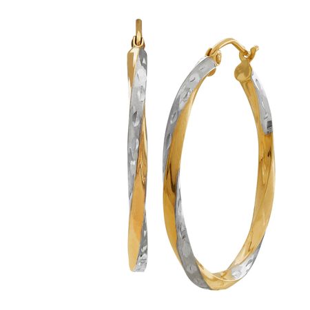 Two-Tone Twisted Hoop Earrings