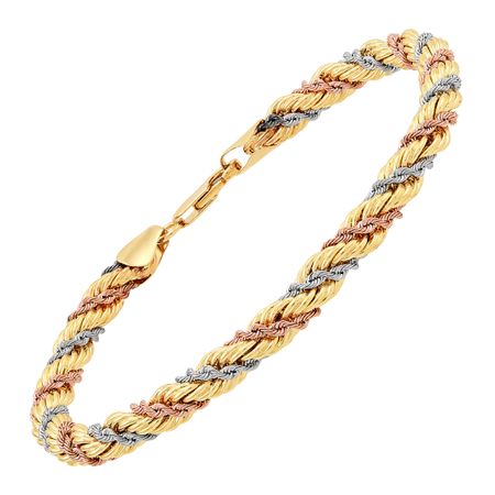 Three-Tone Rope Chain Bracelet