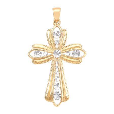 Embellished Two-Tone Cross Charm