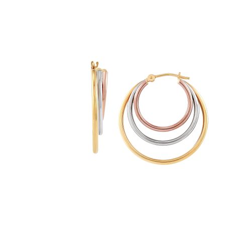 Three-Tone Triple Hoop Earrings
