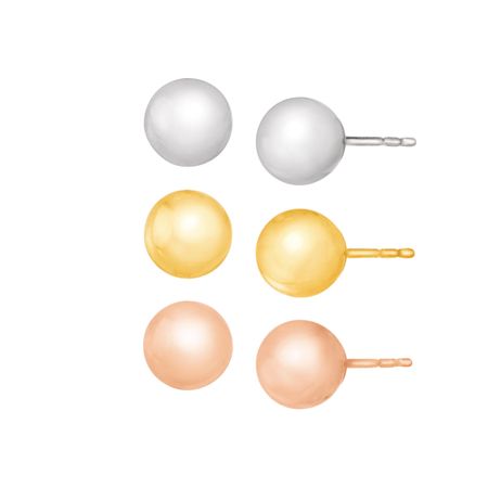 Set of Three 7 mm Ball Stud Earrings