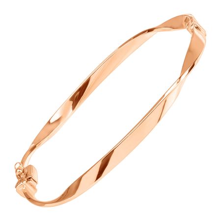 Twisted Hinged Ribbon Bangle, Rose