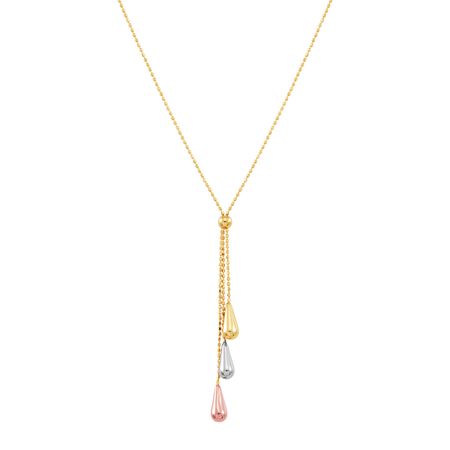 Three-Tone Teardrop Lariat Necklace