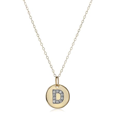 1/10 ct Diamond 'D' Initial Pendant, Yellow