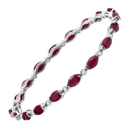 10 ct Ruby & White Topaz Link Bracelet