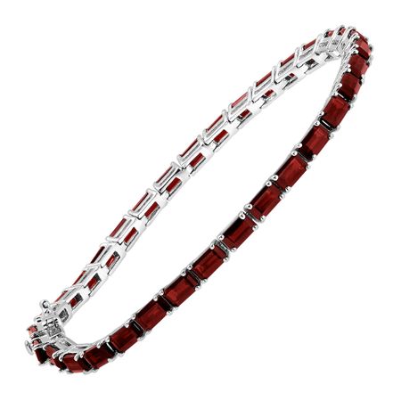 9 1/4 ct Garnet Emerald-Cut Tennis Bracelet, 7