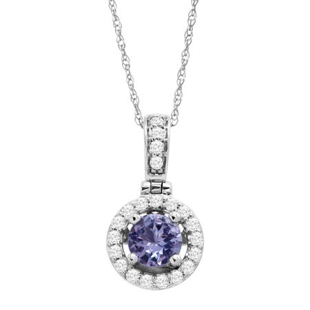 3/4 ct Tanzanite & White Topaz Halo Pendant