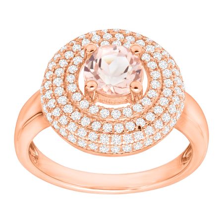 5/8 ct Morganite Halo Ring with Cubic Zirconia
