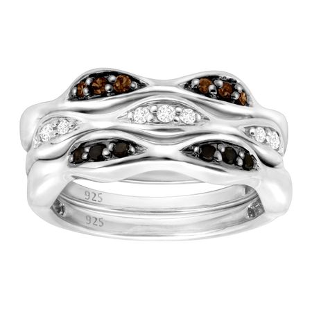 1/4 ct Black, White & Champagne Diamond Stacking Ring