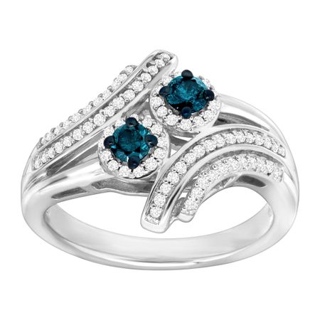 1/2 ct Blue & White Diamond Ring