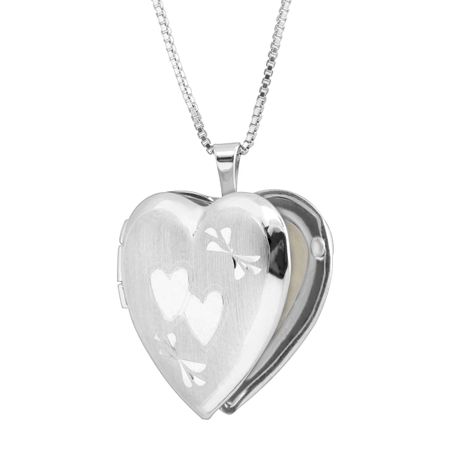 Classic Medium Double Etched Heart Locket Pendant