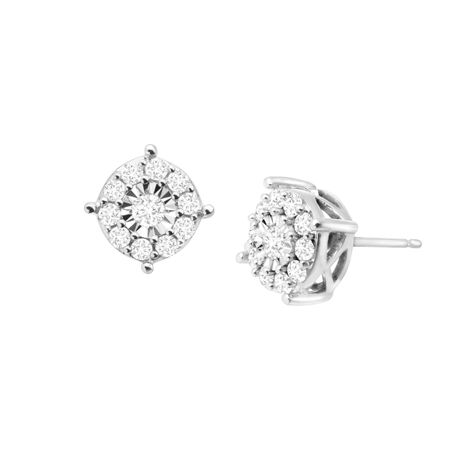 3/4 ct Diamond Halo Stud Earrings