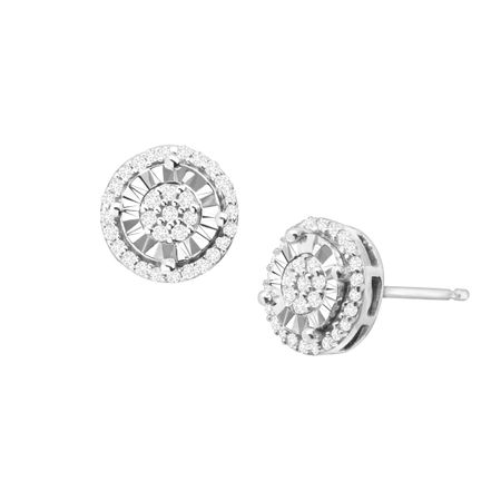 1/4 ct Diamond Halo Stud Earrings