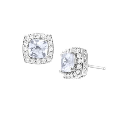 2 1/4 ct Aquamarine & White Sapphire Stud Earrings
