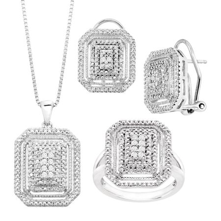 1/4 ct Diamond Necklace, Earrings & Ring Set