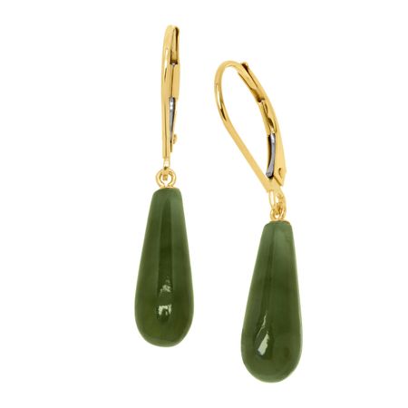 Teardrop Jade Leverback Drop Earrings