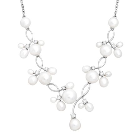 Pearl Garland Necklace with Swarovski Zirconia