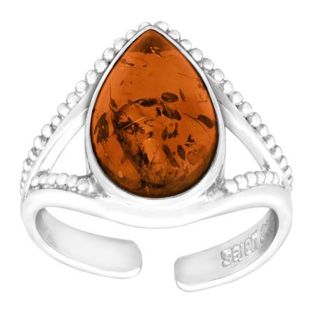 Amber Teardrop Ring