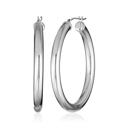 38 mm Tube Hoop Earrings, White