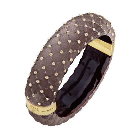 Taupe Lucite Bracelet with Swarovski Crystals