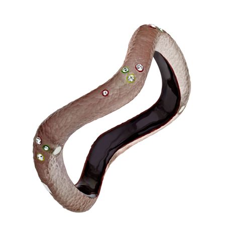 Rose-Taupe Lucite Wave Bracelet with Swarovski Crystals