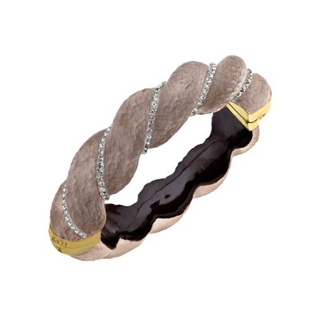 Rose-Taupe Lucite Twist Bracelet with Swarovski Crystals