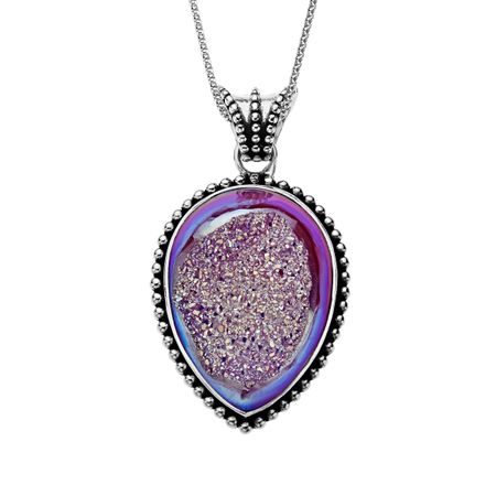 Pink Druzy Pendant Necklace