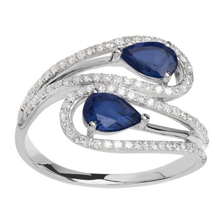 1 ct Sapphire & 1/3 ct Diamond Bypass Ring