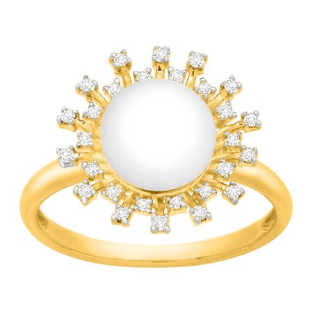 8mm Pearl & 1/8 ct Diamond Ring