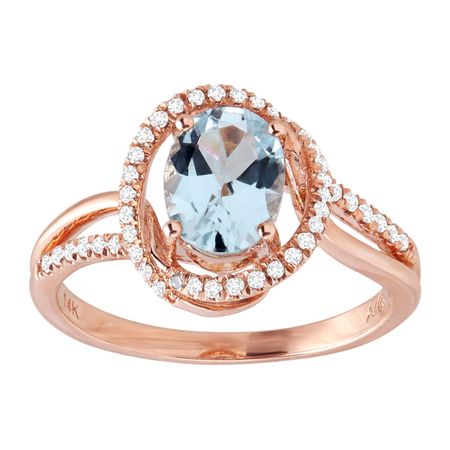 1 1/10 ct Aquamarine & 1/5 ct Diamond Ring