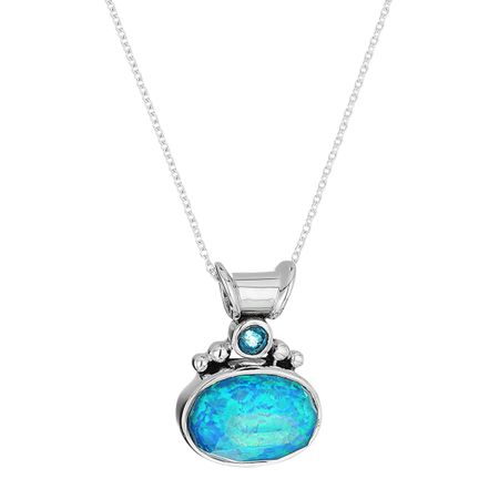 Blue Opal & White Quartz Doublet Pendant