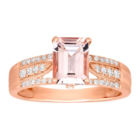 1 1/2 ct Morganite & 1/4 ct Diamond Ring