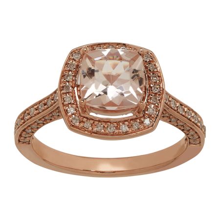 1 1/2 Morganite & 1/4 ct Diamond Ring