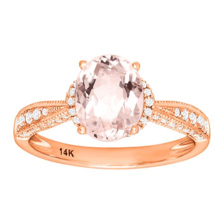 1 3/4 ct Morganite & 1/4 ct Diamond Ring
