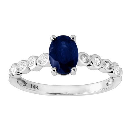 Sapphire & 1/10 ct Diamond Engagement Ring