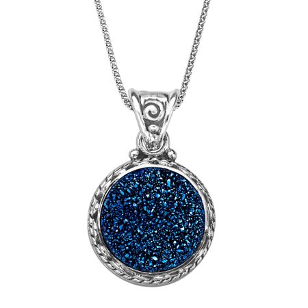 Steely Blue Druzy Pendant