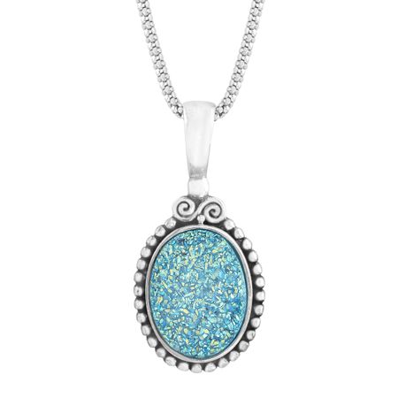 Paraiba Druzy Quartz Pendant
