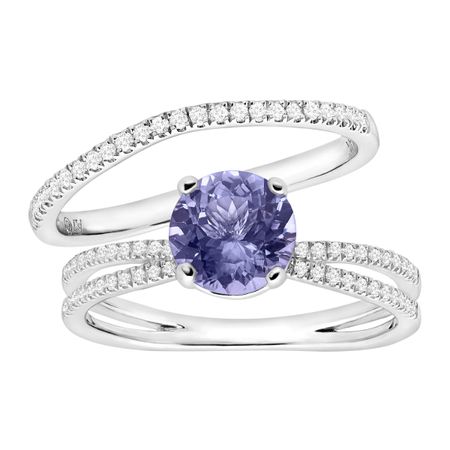 1 1/4 ct Tanzanite & 1/4 ct Diamond Engagement Ring Set