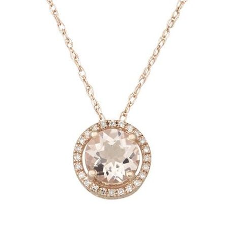 1 1/4 ct Morganite Halo Pendant with Diamond Accents