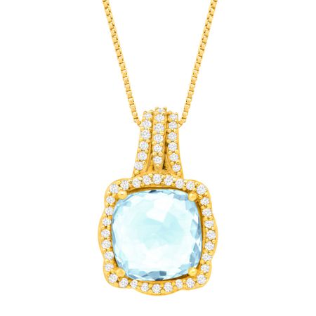 1 7/8 ct Aquamarine & 1/6 ct Diamond Pendant