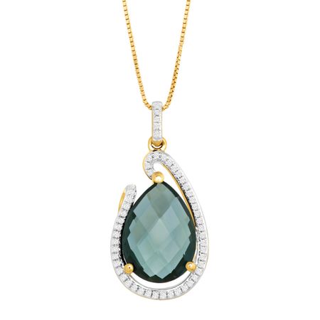 6 1/6 ct London Blue Topaz & 1/6 ct Diamond Pendant