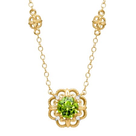 1 ct Peridot Rosette Necklace with Diamonds