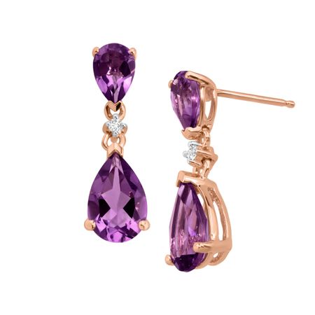 2 7/8 ct Amethyst Drop Earrings with Diamonds