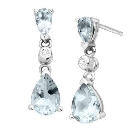 1 1/2 ct Aquamarine Drop Earrings with Diamonds