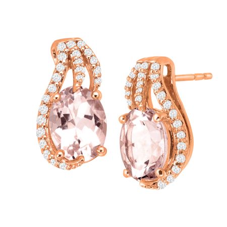 2 1/5 ct Morganite & 1/5 ct Diamonds Stud Earrings