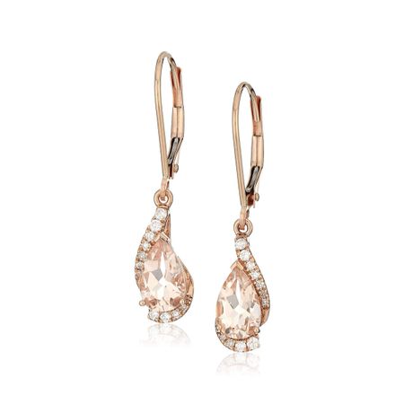 Morganite & 1/8 ct Diamond Lever Back Earrings