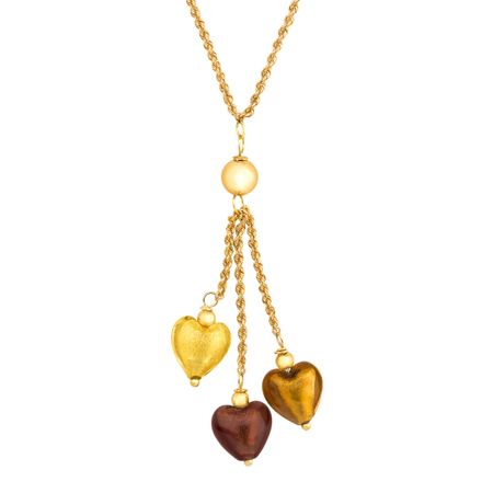 Murano Glass Hearts Lariat Necklace