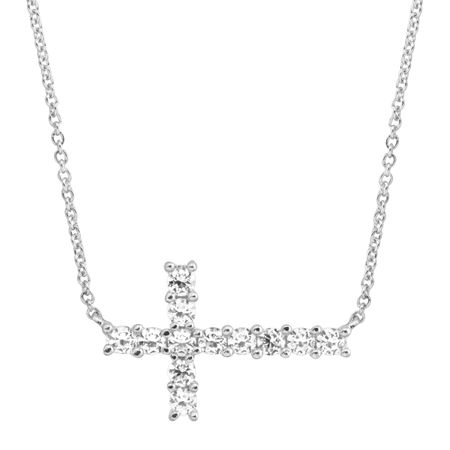 Horizontal Cross Necklace with Cubic Zirconia